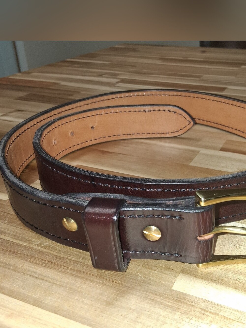 Mitch Rosen Express Line BHL Cuban Brown Leather Belt Solid Brass Buckle 40